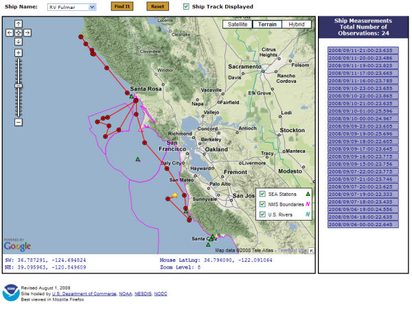 R/V Fulmar Location Map
