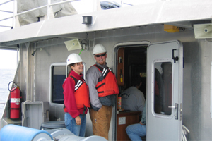 A volunteer on the R/V Shearwater